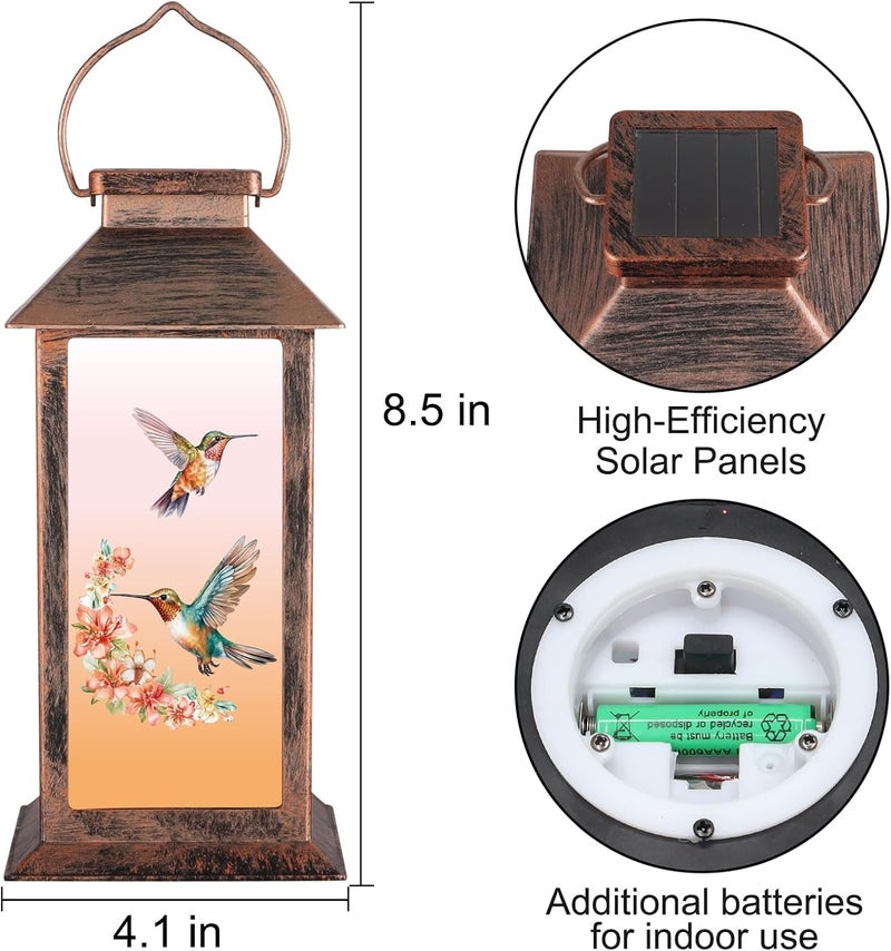 Doogarden Solar Lantern Outdoor Waterproof Hummingbird Garden Decor Birthday Gifts for Women Mom and Grandma Solar LED Plastic Decorative Hanging Light for Yard(Hummingbird ) - Image 3